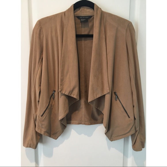 Armani Exchange Brown Tan Faux Suede Fluid Blazer Cardigan - Picture 7 of 12